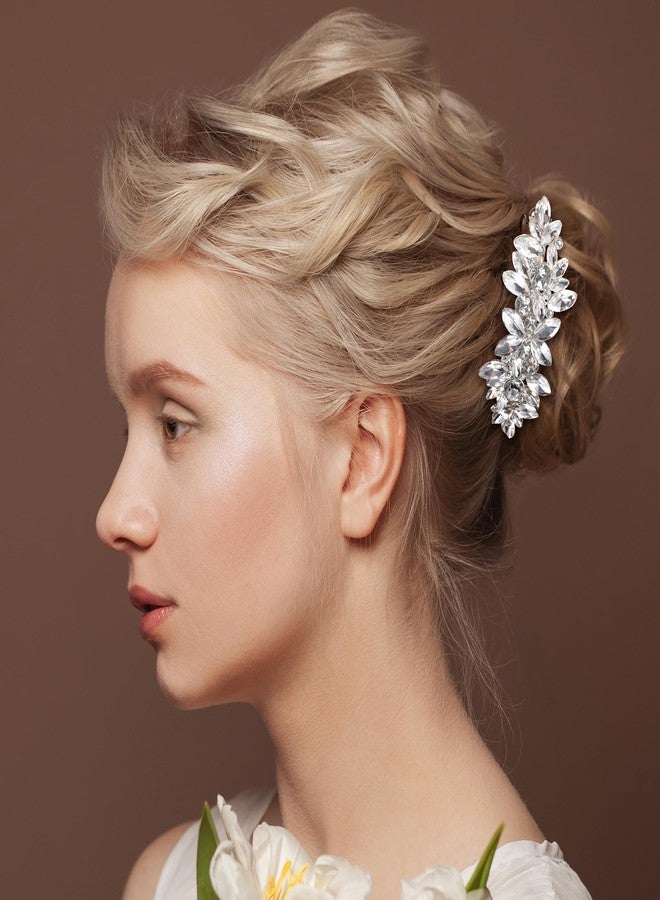 ANCIRS Rhinestone Hair Clips, Crystal Hair Clip for Wedding, Silver Wedding Hair Pins, Sparkly French Hair Barrettes for Bridal Brides Women Thick Long Hair (1 Pcs) - Image 4